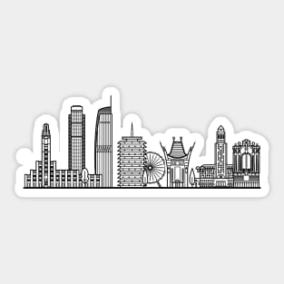 Los Angeles Skyline in black with details Sticker